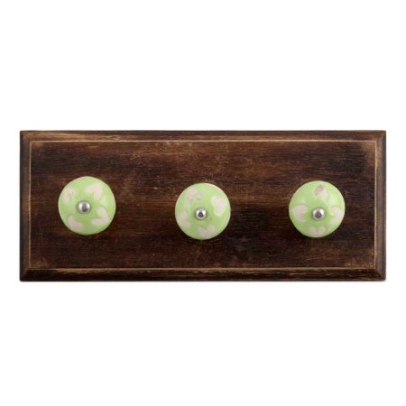 Light Green Etched Ceramic Wooden Hooks
